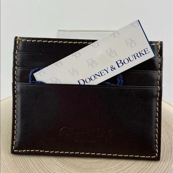 Dooney & Bourke T’Moro Brown Leather Card Holder Sample. Great stocking stuffer! - Picture 6 of 10